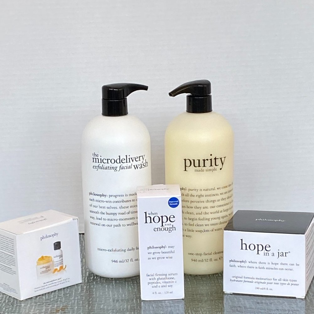 Philosophy 5 pc Set Skincare Retail $456 including Hope (2) Cleansers (2) & Peel